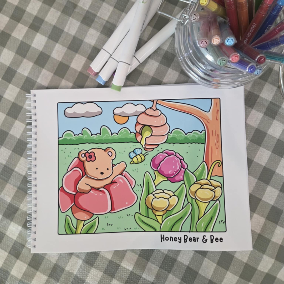 DIGITAL DOWNLOAD - HONEY BEAR & BEE COLOURING BOOK