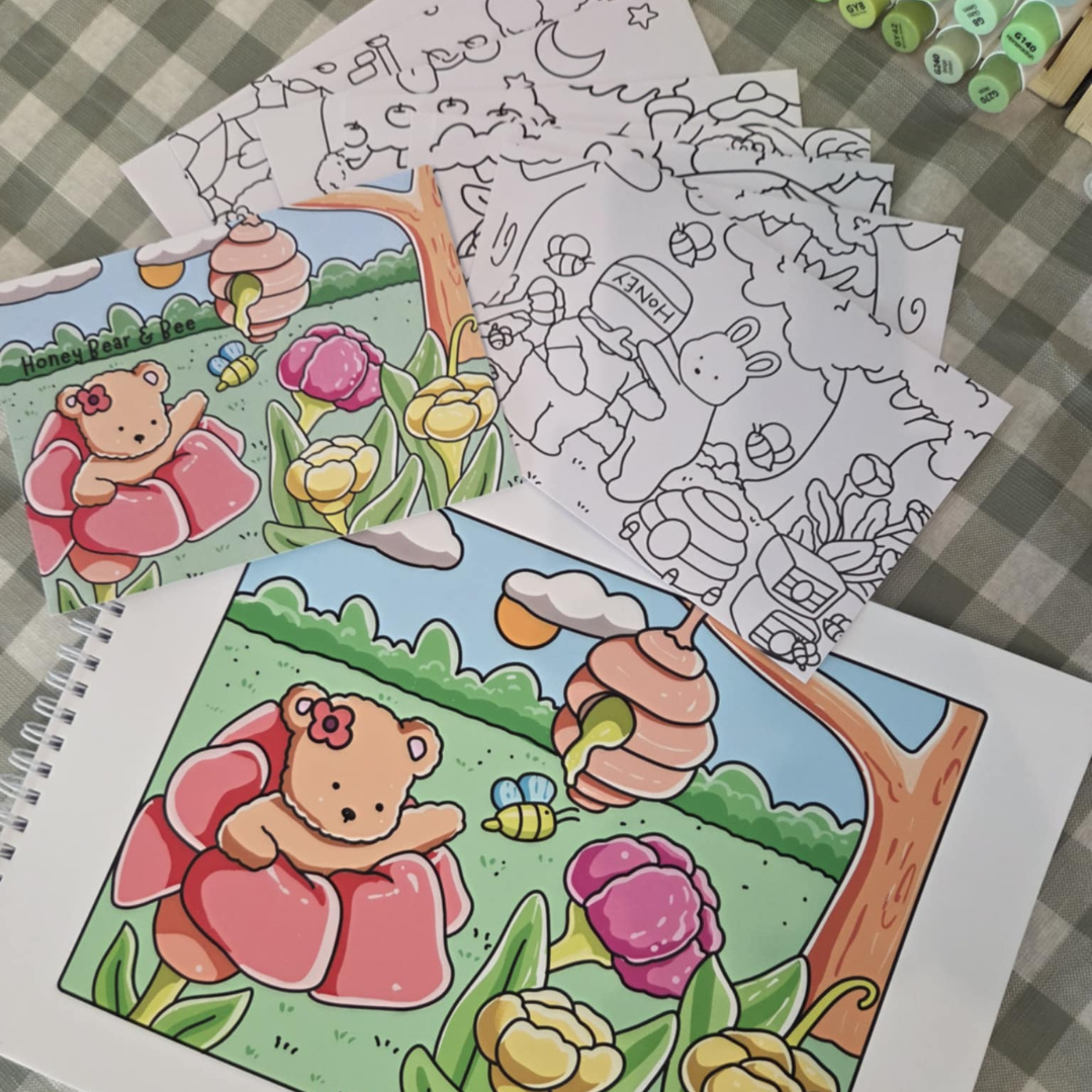 HONEY BEAR & BEE POSTCARD MINI PRINTS