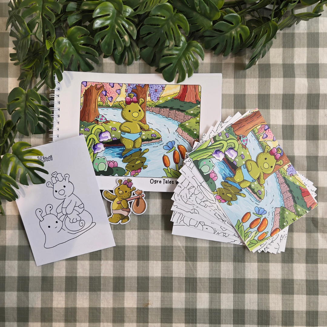 ** NEW** OGRE TALES WITH KIWI MINI A5 COLOURING BOOK BUNDLE