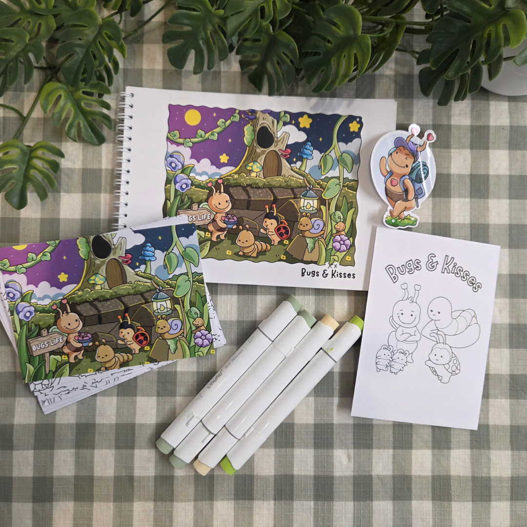 ** NEW ** BUGS & KISSES MINI A5 COLOURING BOOK BUNDLE