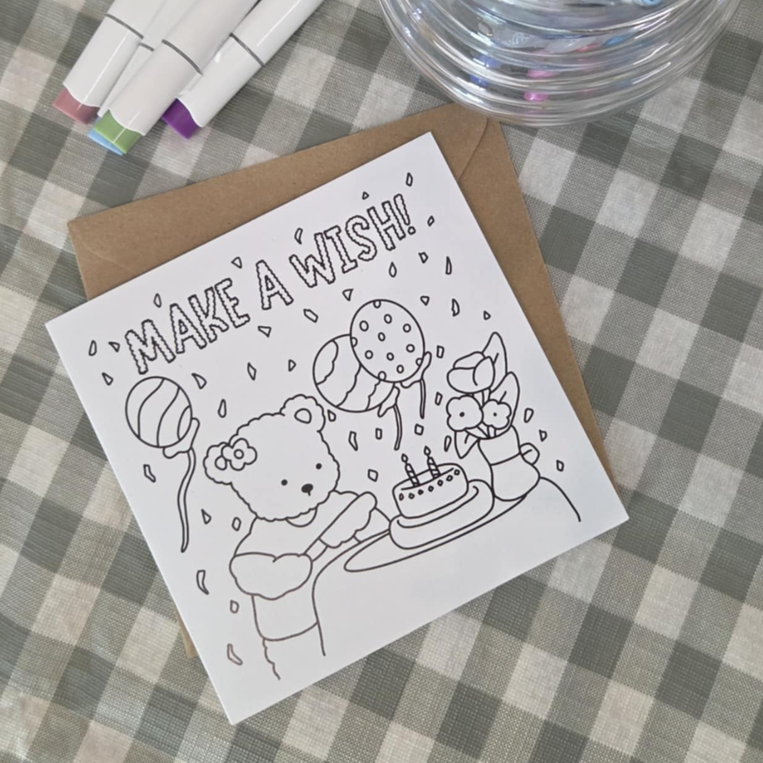 MAKE A WISH COLOURING CARD