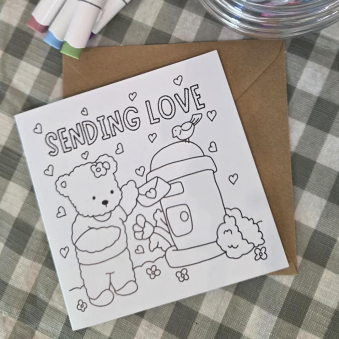 SENDING LOVE COLOURING CARD – Tiny Whispers