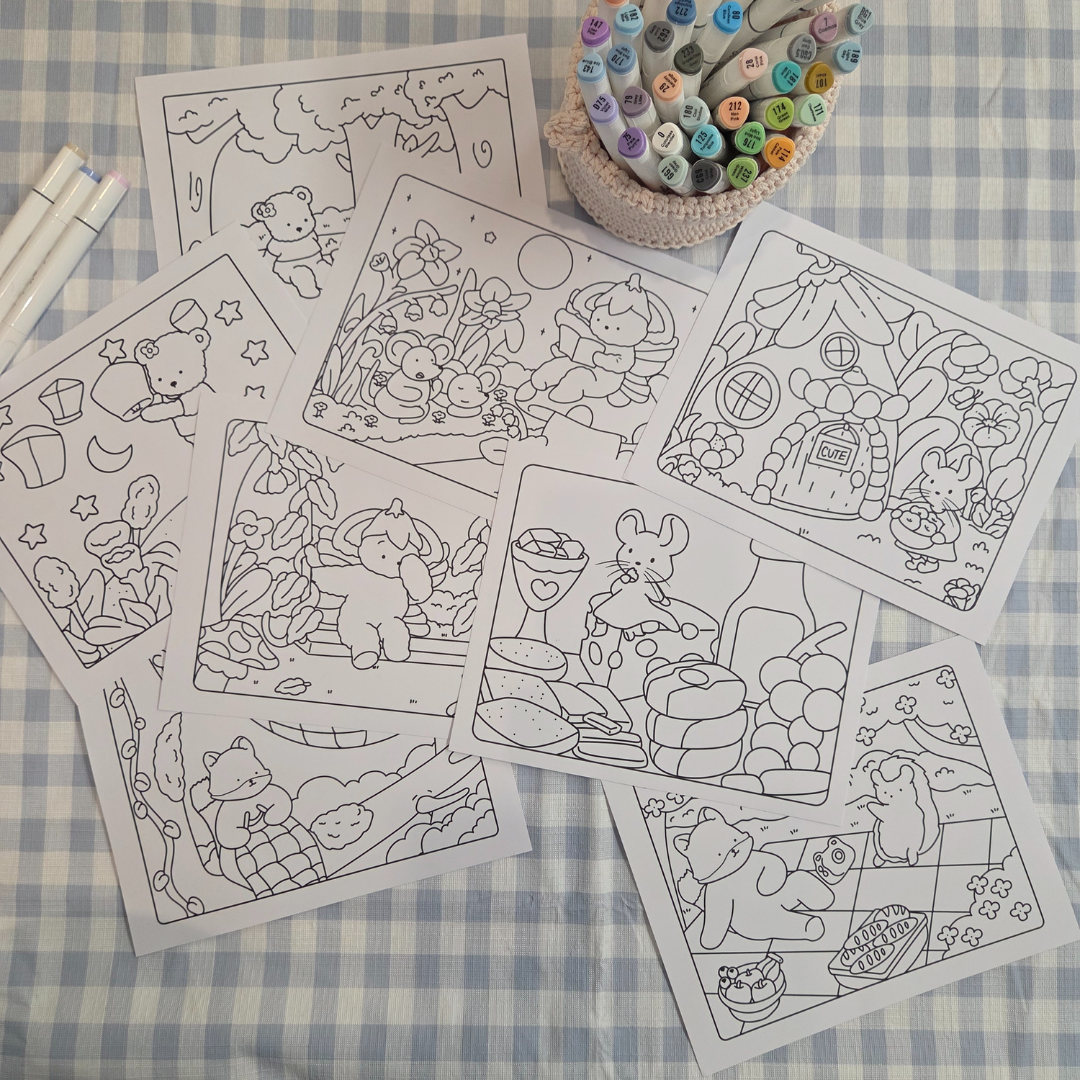 * NEW * TINY WHISPERS BEST SELECTION COLOURING SHEETS (Set of 8)