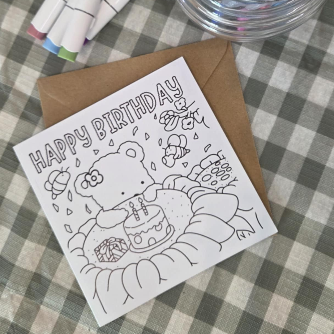 HAPPY BIRTHDAY COLOURING CARD