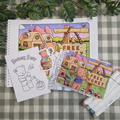 ** NEW ** HONEY BEAR & BEE VOLUME ONE & TWO COLOURING BOOK BUNDLE