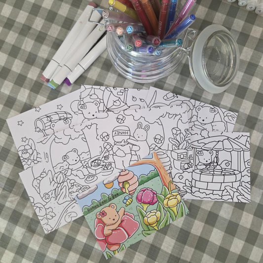 HONEY BEAR & BEE POSTCARD MINI PRINTS