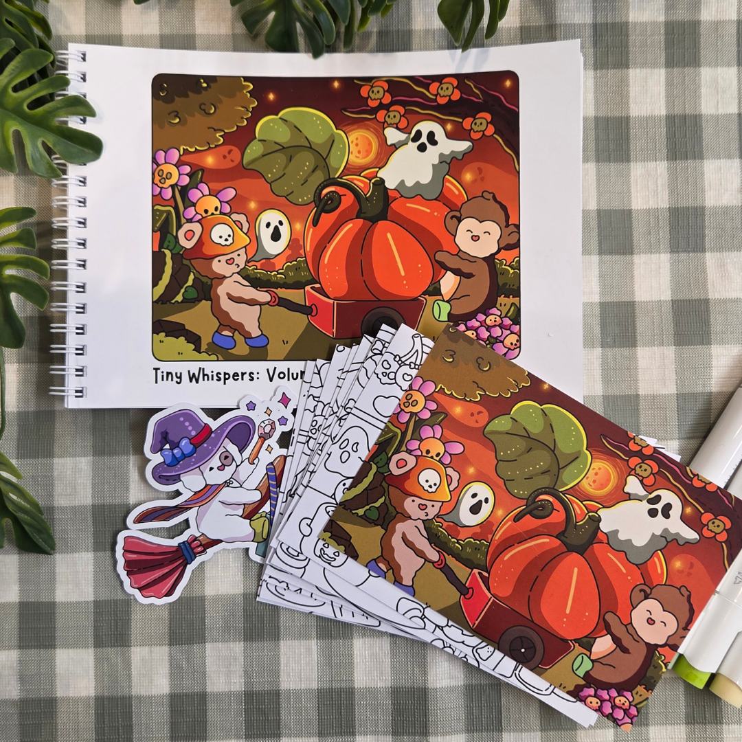 ** NEW ** TINY WHISPERS: VOLUME 2 - THE HALLOWEEN ONE MINI A5 COLOURING BOOK BUNDLE