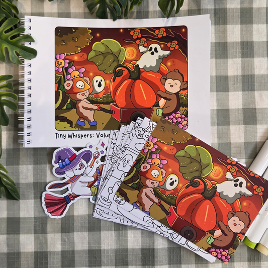 ** NEW ** TINY WHISPERS: VOLUME 2 - THE HALLOWEEN ONE MINI A5 COLOURING BOOK BUNDLE