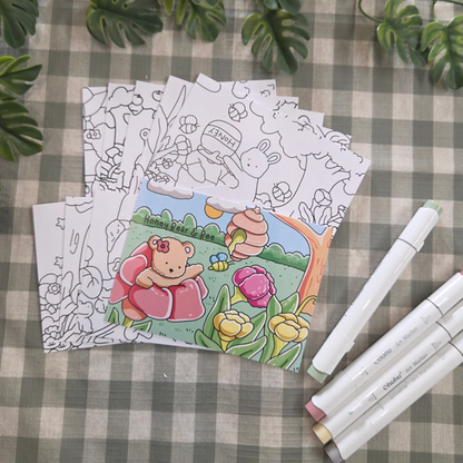 HONEY BEAR & BEE POSTCARD MINI PRINTS