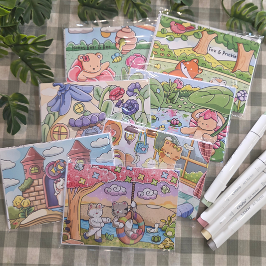 BUNDLE OF 7 SETS OF MINI POSTCARD PRINTS BY TINY WHISPERS