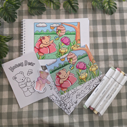 ** NEW ** HONEY BEAR & BEE VOLUME ONE & TWO COLOURING BOOK BUNDLE