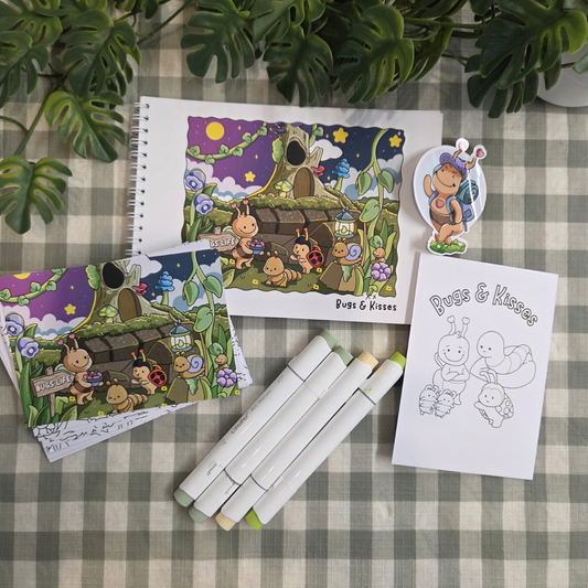 ** NEW ** BUGS & KISSES MINI A5 COLOURING BOOK BUNDLE