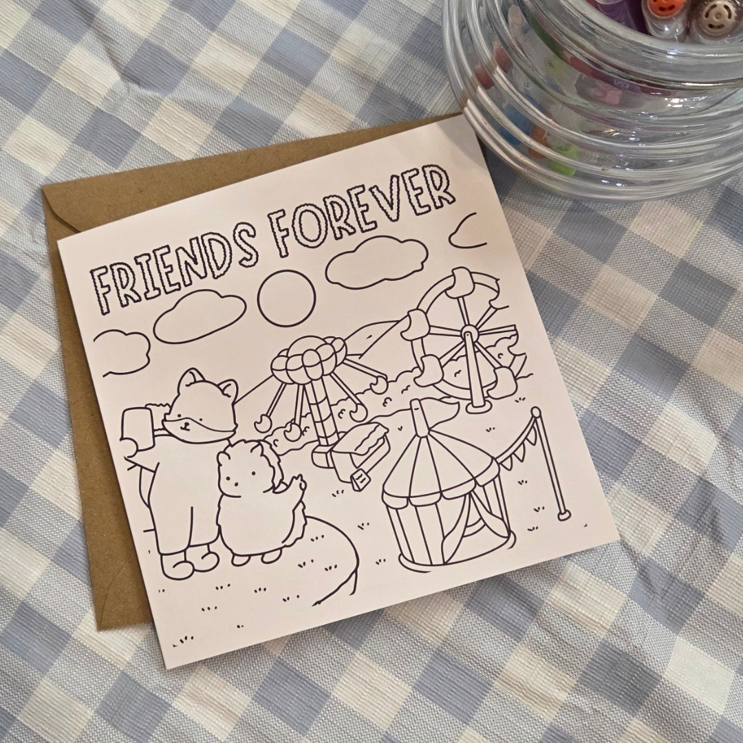 FRIENDS FOREVER COLOURING CARD