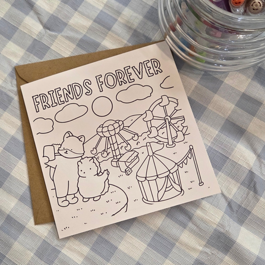 FRIENDS FOREVER COLOURING CARD
